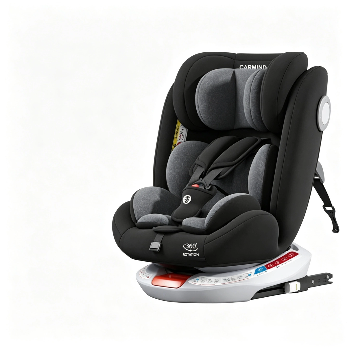 Carmind 360° Rotatable Baby Car Seat, ISOFIX Steel Interface, Reclinable Infant Toddler Car Safety Seat, Fits Kids 0-12 Years Old