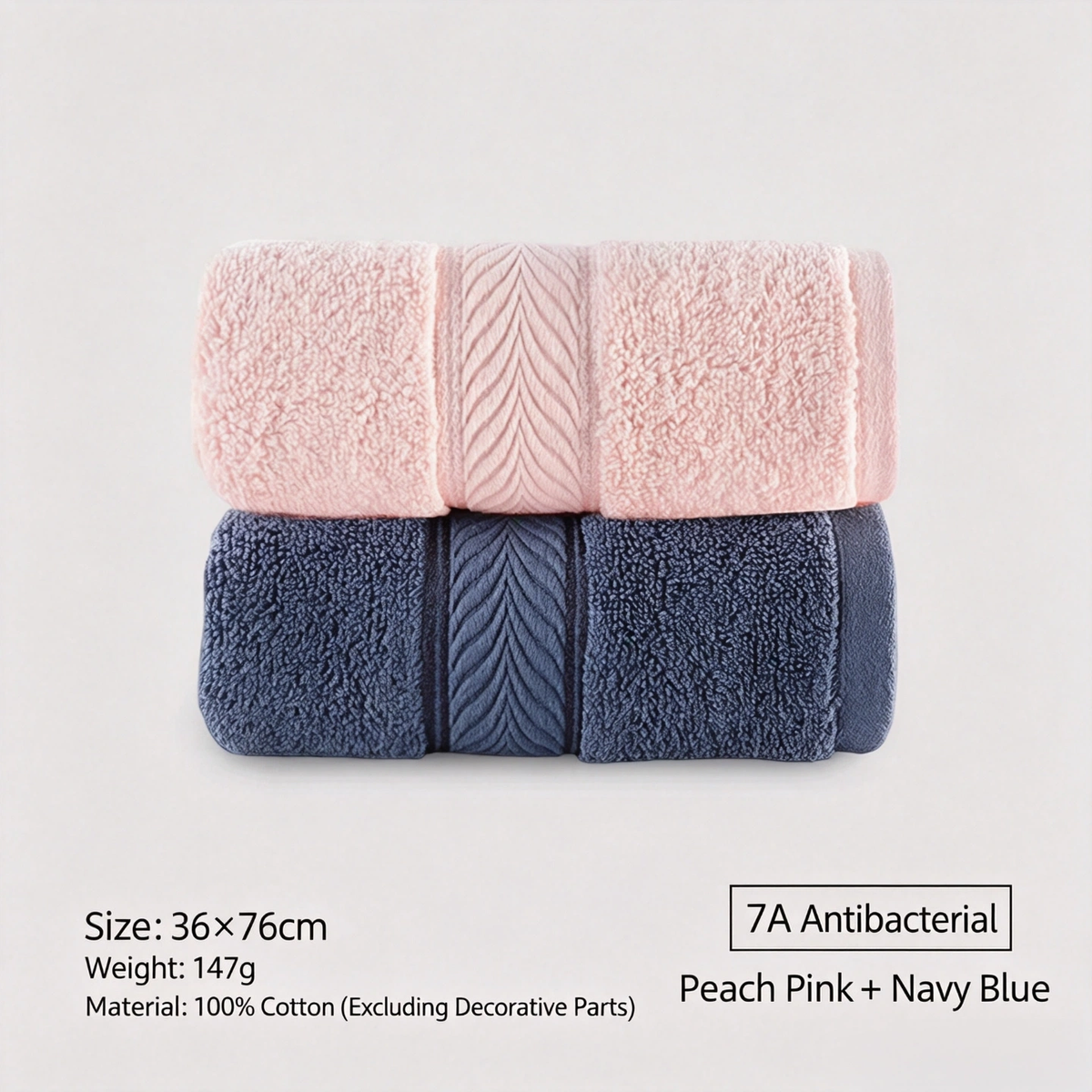 LOFTEX 7A Antibacterial Long Staple Cotton Towel, Thick Large Soft Face Towel for Home & Hotel Bathroom, 36×76cm, 147g