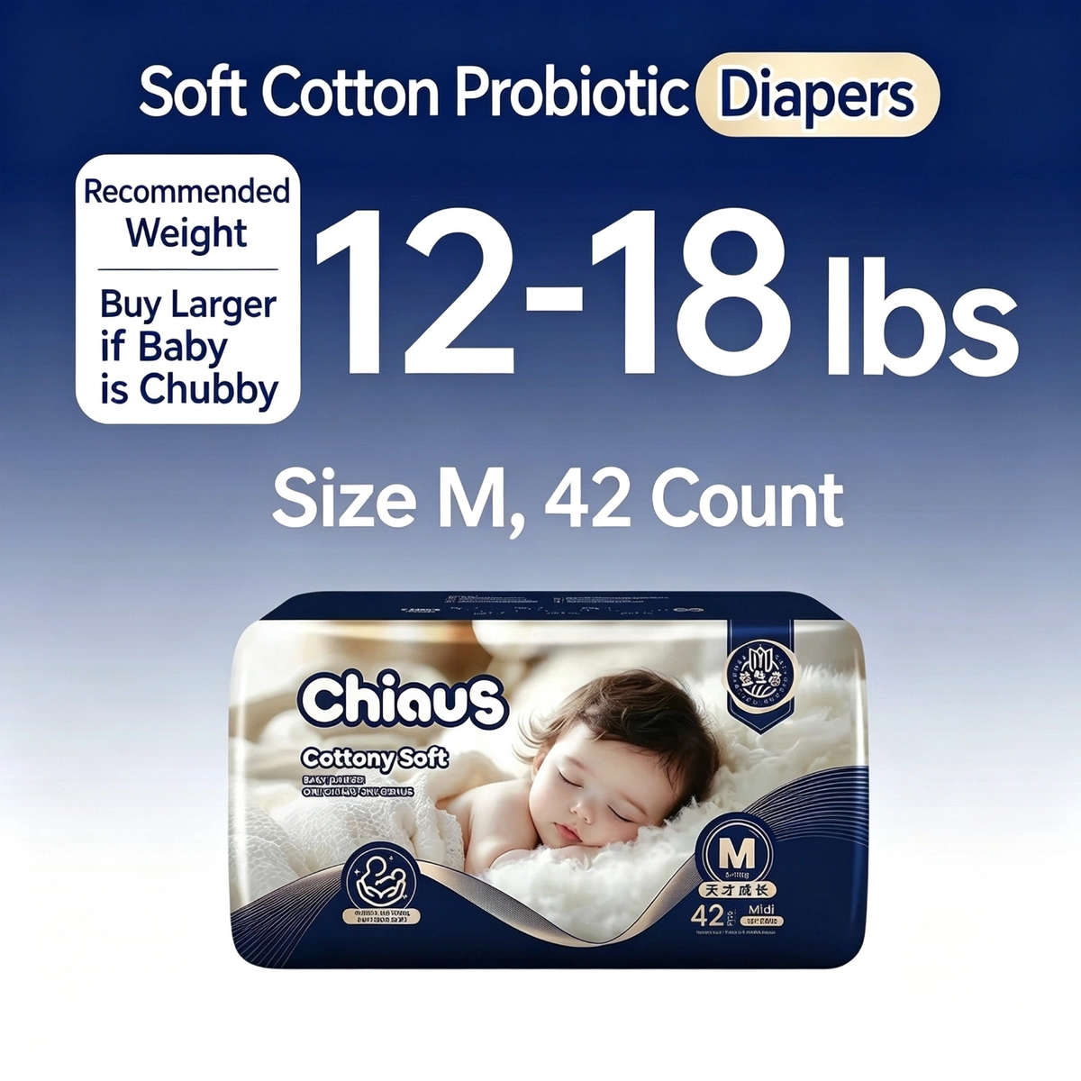 Chiaus Platinum Cottony Soft Probiotic Baby Disposable Diapers, NB to M Sizes