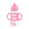 Dr. Brown’s Milestones Wide-Neck Sippy Straw Bottle with Silicone Handles, 9oz, Pink, 1 Pack, 6m+
