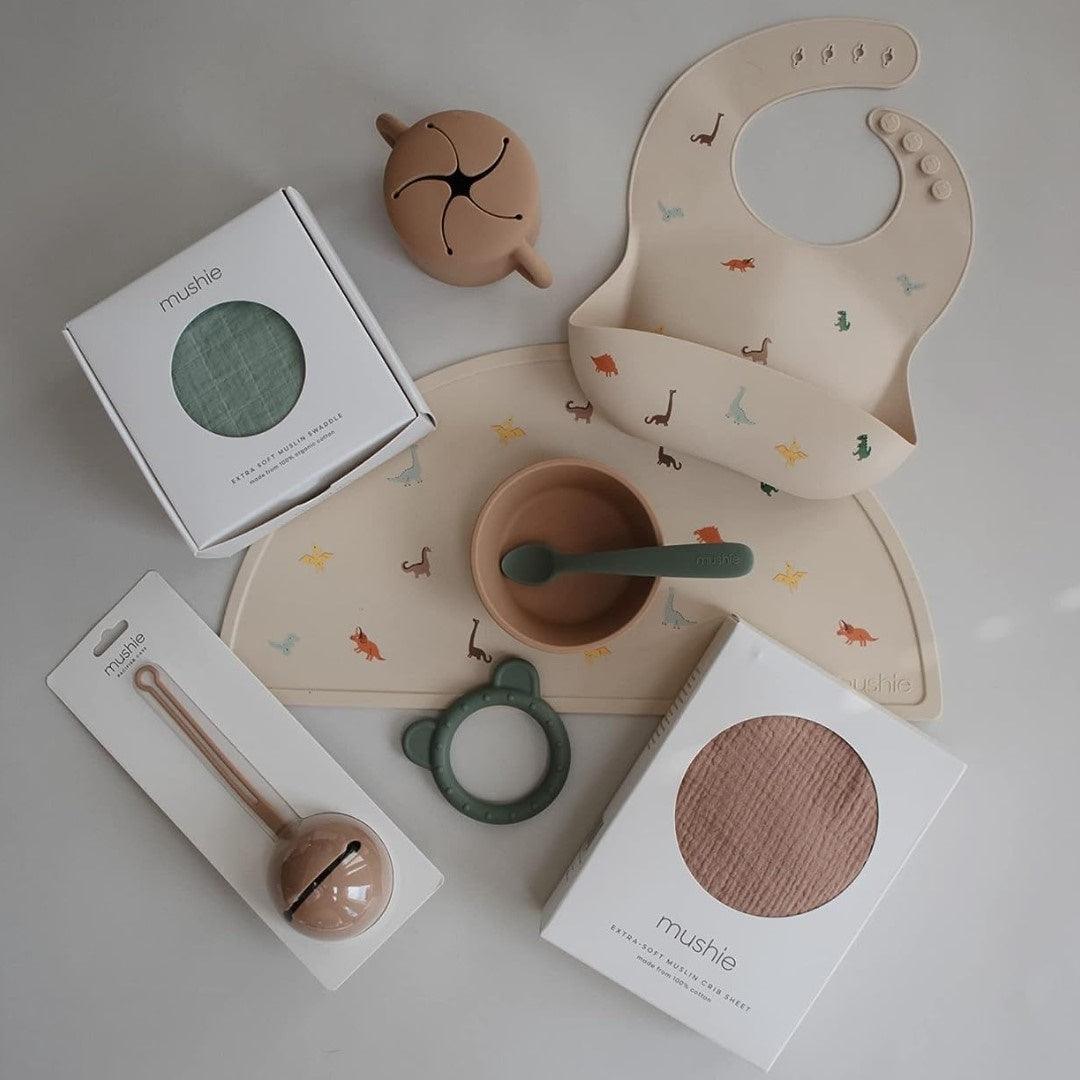Mushie Silicone Baby Bib - Dinosaurs