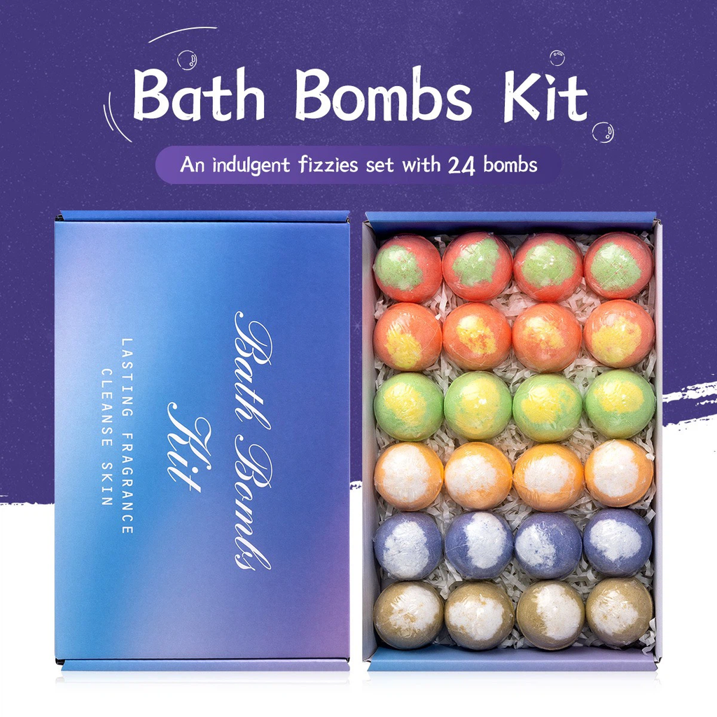 24pcs Herbal Bath Bombs Set, Mini Fizzy Bath & Foot Soak Balls