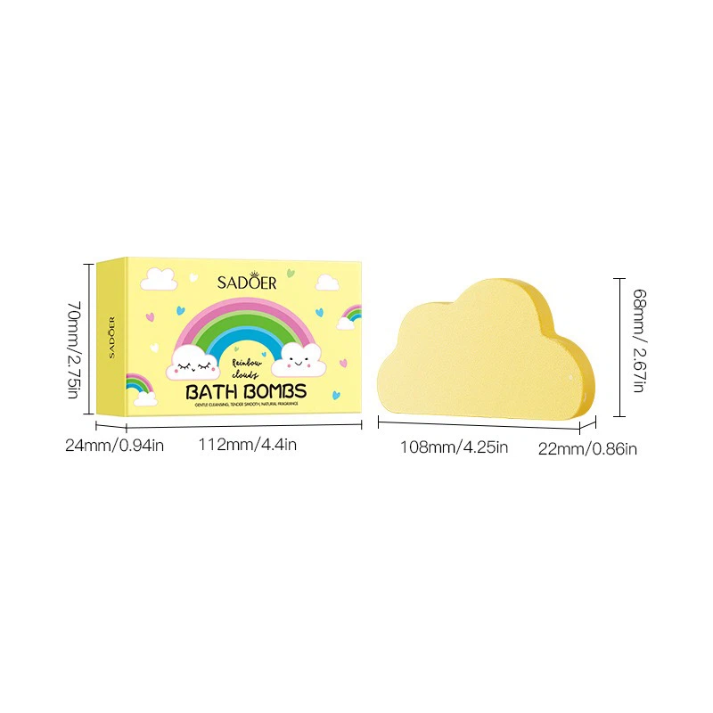 SADOER Cloud‑Shaped Rainbow Bath Bombs 100g