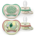 Avent 2Pk Ultra Air Pacifier 6-18M, Tropical Leaf/Leopard